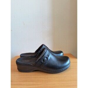 Clarks Bendables 67378 Women Black Leather Mule Clog Shoe Size 10M Pre Owned